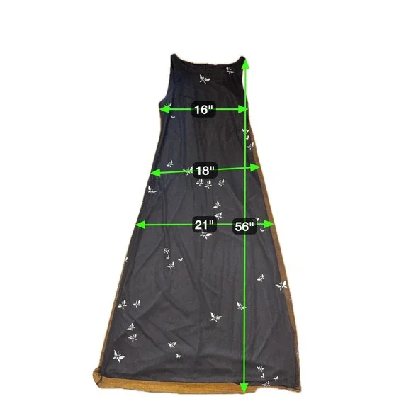 VTG 90s Virgo II Black Butterfly Sheer Sz 10 Maxi Dress Formal Fairy Whimsigoth - Picture 8 of 8